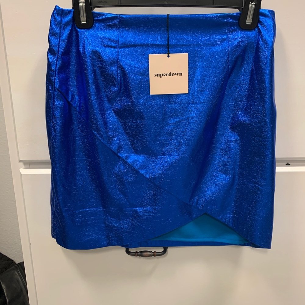Superdown blue metallic mini skirt NWT